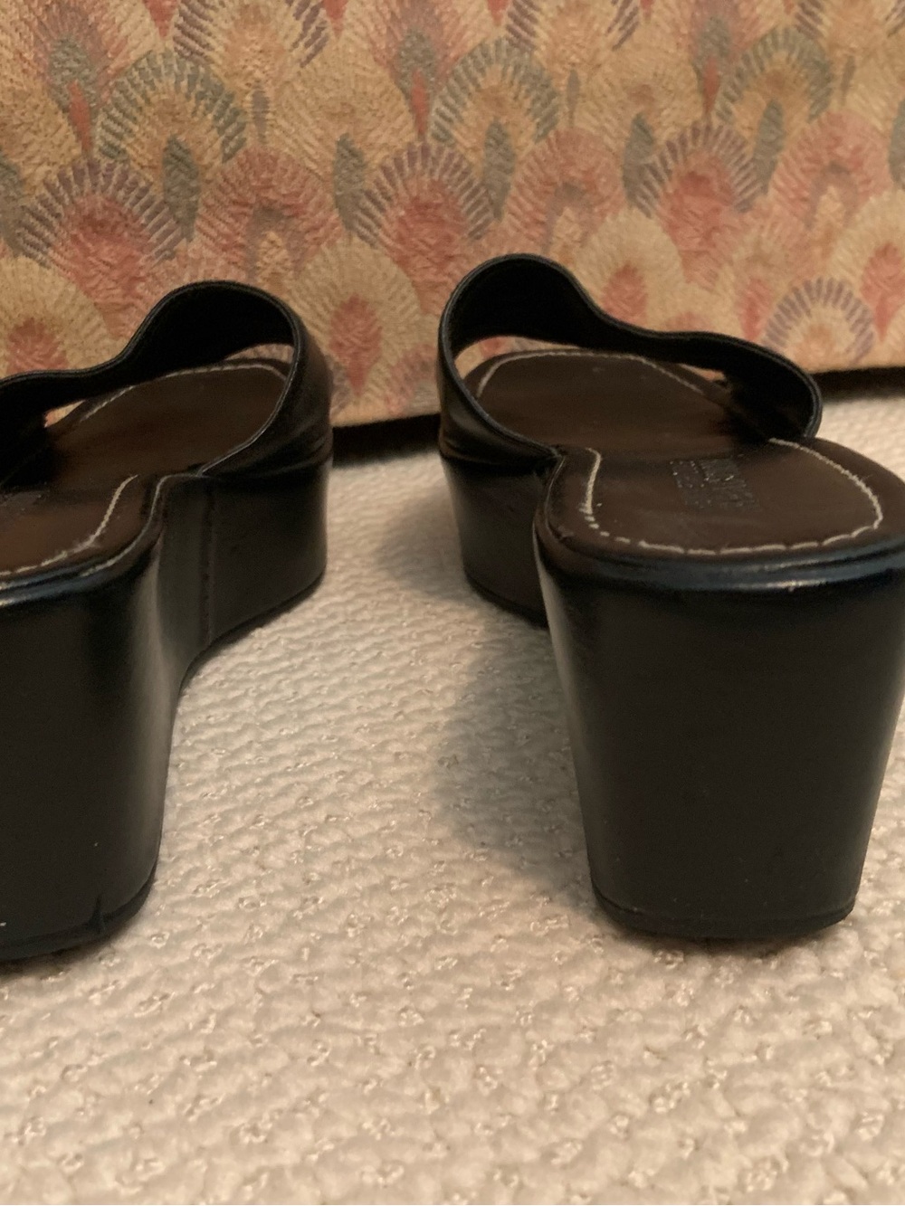 Kenneth Cole Reaction Black Leather Slide Wedge Sandals - Women - Picture 4 of 6